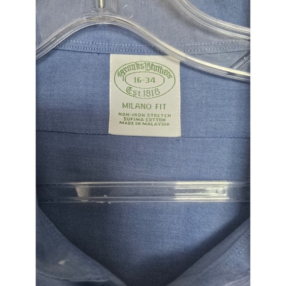 Brooks Brothers Milano Fit Non Iron Stretch Dress Shirt Blue 16-34 - Picture 4 of 6